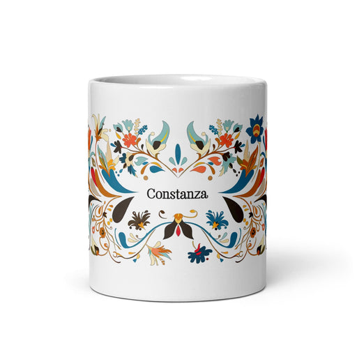 Constanza Exclusive Name Art Piece Home Office Work Coffee Mug Mexican Spanish Pride Gift Cup One-Of-A-Kind Calligraphy White Glossy Mug | C24 Mexicada