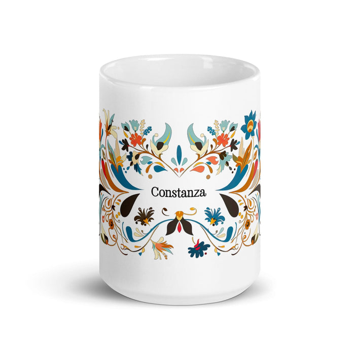 Constanza Exclusive Name Art Piece Home Office Work Coffee Mug Mexican Spanish Pride Gift Cup One-Of-A-Kind Calligraphy White Glossy Mug | C24 Mexicada