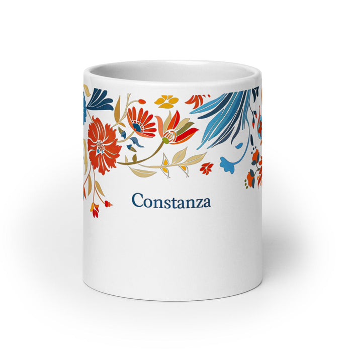 Constanza Exclusive Name Art Piece Home Office Work Coffee Mug Mexican Spanish Pride Gift Cup One-Of-A-Kind Calligraphy White Glossy Mug | C25 Mexicada