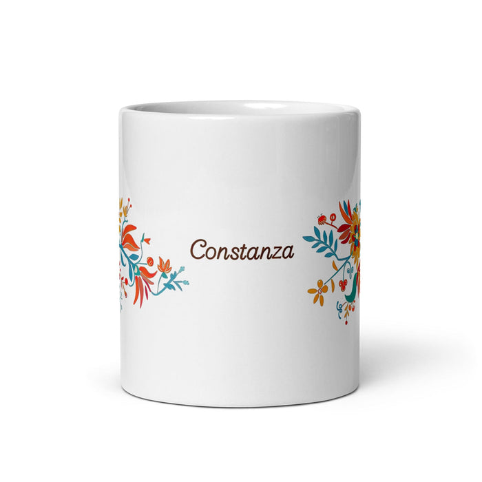 Constanza Exclusive Name Art Piece Home Office Work Coffee Mug Mexican Spanish Pride Gift Cup One-Of-A-Kind Calligraphy White Glossy Mug | C26 Mexicada