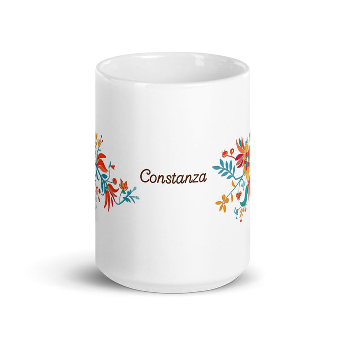 Constanza Exclusive Name Art Piece Home Office Work Coffee Mug Mexican Spanish Pride Gift Cup One-Of-A-Kind Calligraphy White Glossy Mug | C26 Mexicada