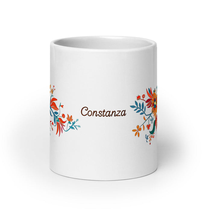 Constanza Exclusive Name Art Piece Home Office Work Coffee Mug Mexican Spanish Pride Gift Cup One-Of-A-Kind Calligraphy White Glossy Mug | C26 Mexicada