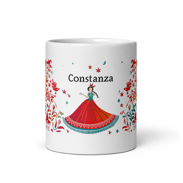 Constanza Exclusive Name Art Piece Home Office Work Coffee Mug Mexican Spanish Pride Gift Cup One-Of-A-Kind Calligraphy White Glossy Mug | C27 Mexicada