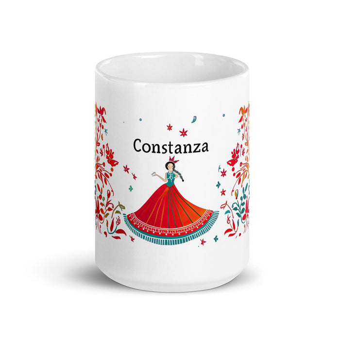 Constanza Exclusive Name Art Piece Home Office Work Coffee Mug Mexican Spanish Pride Gift Cup One-Of-A-Kind Calligraphy White Glossy Mug | C27 Mexicada