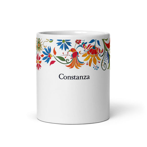 Constanza Exclusive Name Art Piece Home Office Work Coffee Mug Mexican Spanish Pride Gift Cup One-Of-A-Kind Calligraphy White Glossy Mug | C4 Mexicada