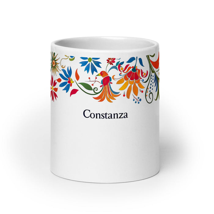 Constanza Exclusive Name Art Piece Home Office Work Coffee Mug Mexican Spanish Pride Gift Cup One-Of-A-Kind Calligraphy White Glossy Mug | C4 Mexicada