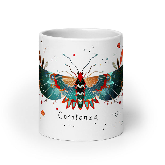 Constanza Exclusive Name Art Piece Home Office Work Coffee Mug Mexican Spanish Pride Gift Cup One-Of-A-Kind Calligraphy White Glossy Mug | C7 Mexicada