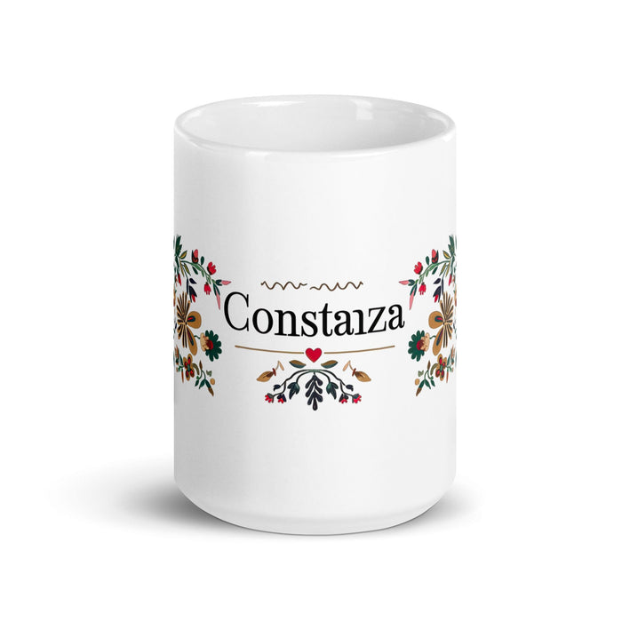 Constanza Exclusive Name Art Piece Home Office Work Coffee Mug Mexican Spanish Pride Gift Cup One-Of-A-Kind Calligraphy White Glossy Mug | C8 Mexicada