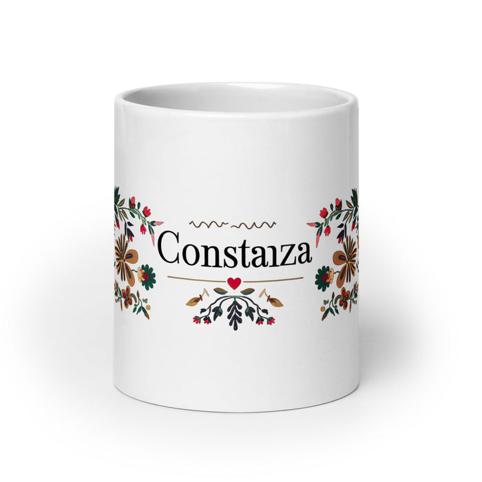 Constanza Exclusive Name Art Piece Home Office Work Coffee Mug Mexican Spanish Pride Gift Cup One-Of-A-Kind Calligraphy White Glossy Mug | C8 Mexicada