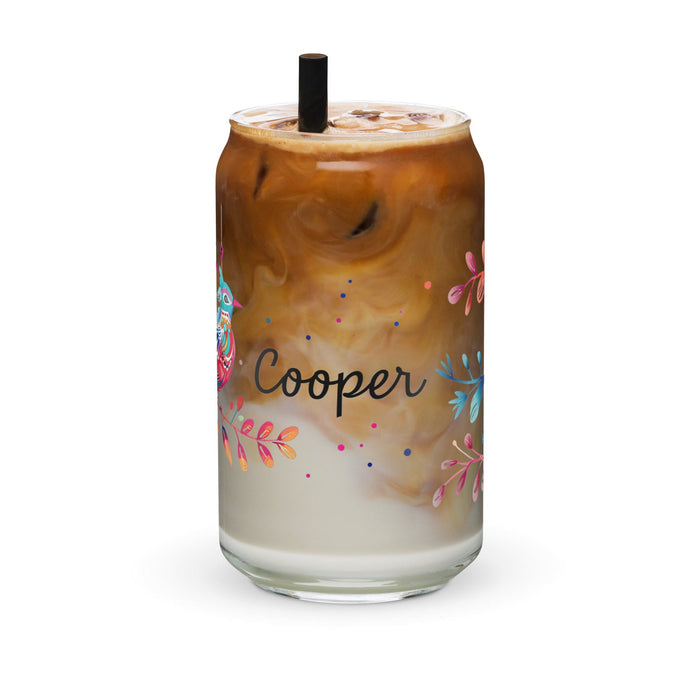 Cooper Exclusive Name Art Piece Can-Shaped Glass Home Office Work Mexican Spanish Pride Gift Cup One-Of-A-Kind Calligraphy Glass | C11 Mexicada