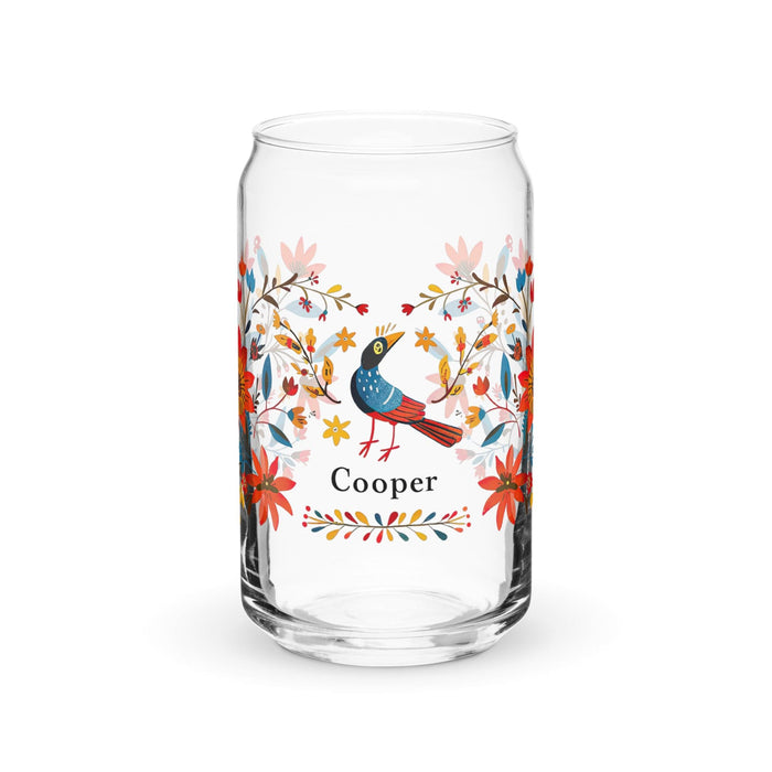 Cooper Exclusive Name Art Piece Can-Shaped Glass Home Office Work Mexican Spanish Pride Gift Cup One-Of-A-Kind Calligraphy Glass | C12 Mexicada 16 oz