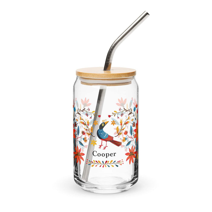 Cooper Exclusive Name Art Piece Can-Shaped Glass Home Office Work Mexican Spanish Pride Gift Cup One-Of-A-Kind Calligraphy Glass | C12 Mexicada 16 oz With Lid & Straw