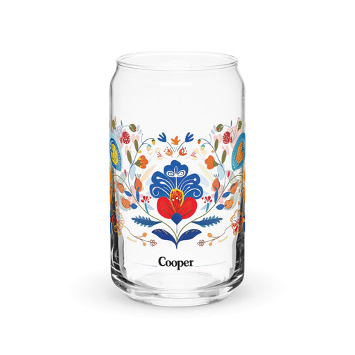 Cooper Exclusive Name Art Piece Can-Shaped Glass Home Office Work Mexican Spanish Pride Gift Cup One-Of-A-Kind Calligraphy Glass | C13 Mexicada 16 oz