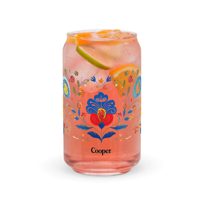 Cooper Exclusive Name Art Piece Can-Shaped Glass Home Office Work Mexican Spanish Pride Gift Cup One-Of-A-Kind Calligraphy Glass | C13 Mexicada