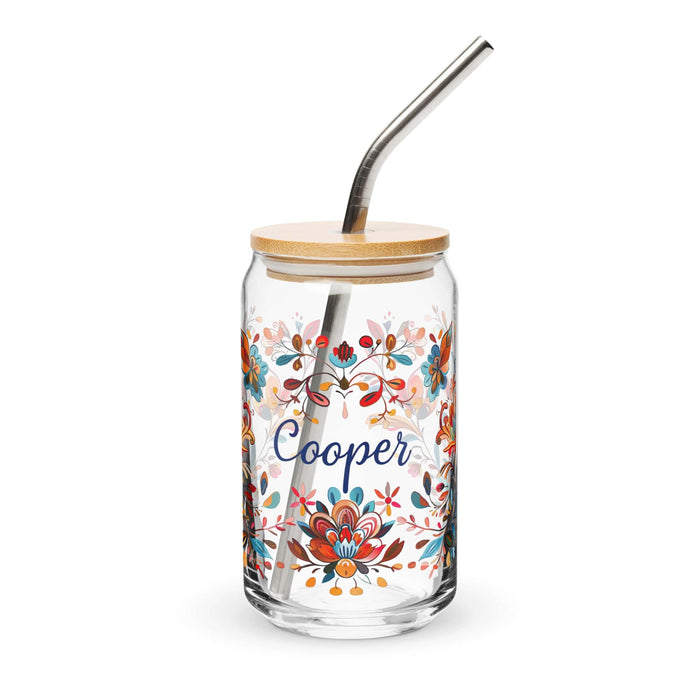 Cooper Exclusive Name Art Piece Can-Shaped Glass Home Office Work Mexican Spanish Pride Gift Cup One-Of-A-Kind Calligraphy Glass | C14 Mexicada 16 oz With Lid & Straw