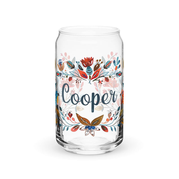 Cooper Exclusive Name Art Piece Can-Shaped Glass Home Office Work Mexican Spanish Pride Gift Cup One-Of-A-Kind Calligraphy Glass | C21 Mexicada 16 oz (No Lid No Straw)