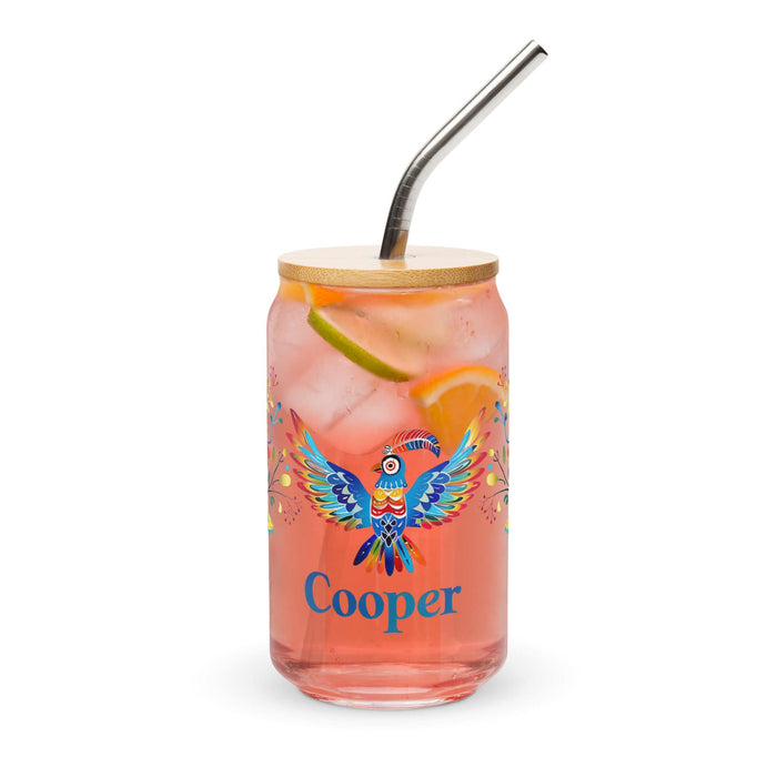 Cooper Exclusive Name Art Piece Can-Shaped Glass Home Office Work Mexican Spanish Pride Gift Cup One-Of-A-Kind Calligraphy Glass | C22 Mexicada