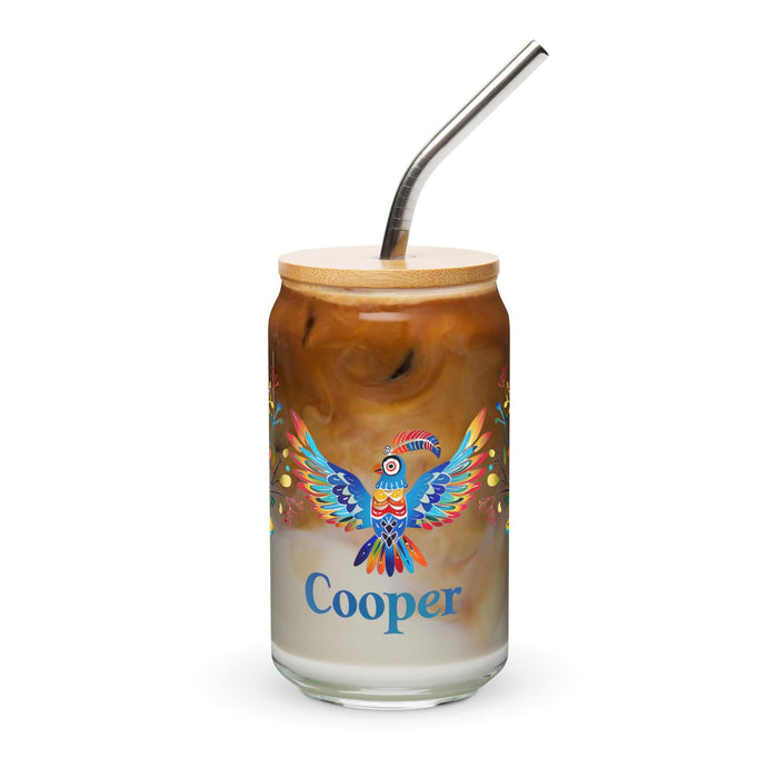 Cooper Exclusive Name Art Piece Can-Shaped Glass Home Office Work Mexican Spanish Pride Gift Cup One-Of-A-Kind Calligraphy Glass | C22 Mexicada