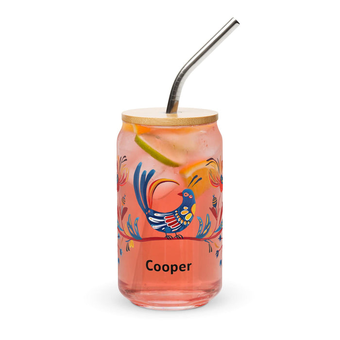 Cooper Exclusive Name Art Piece Can-Shaped Glass Home Office Work Mexican Spanish Pride Gift Cup One-Of-A-Kind Calligraphy Glass | C23 Mexicada