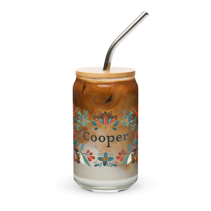 Cooper Exclusive Name Art Piece Can-Shaped Glass Home Office Work Mexican Spanish Pride Gift Cup One-Of-A-Kind Calligraphy Glass | C25 Mexicada