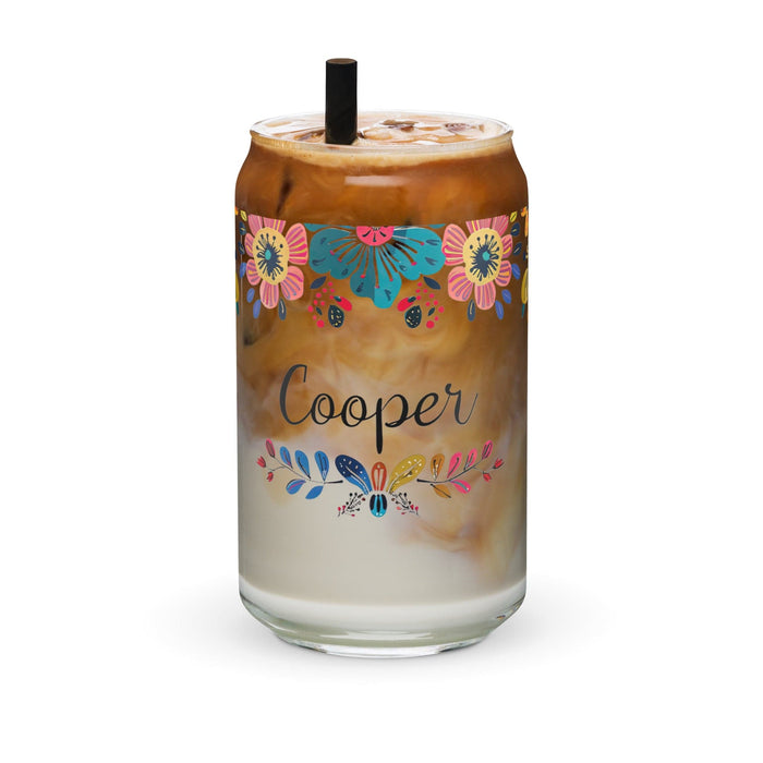 Cooper Exclusive Name Art Piece Can-Shaped Glass Home Office Work Mexican Spanish Pride Gift Cup One-Of-A-Kind Calligraphy Glass | C27 Mexicada