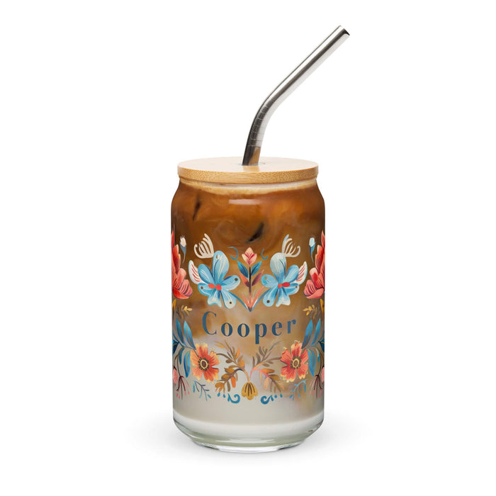 Cooper Exclusive Name Art Piece Can-Shaped Glass Home Office Work Mexican Spanish Pride Gift Cup One-Of-A-Kind Calligraphy Glass | C28 Mexicada