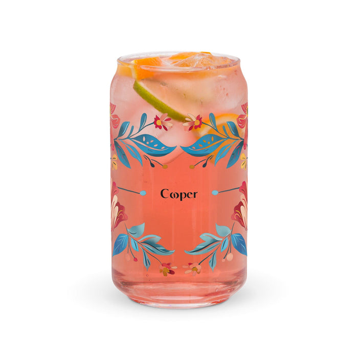 Cooper Exclusive Name Art Piece Can-Shaped Glass Home Office Work Mexican Spanish Pride Gift Cup One-Of-A-Kind Calligraphy Glass | C5 Mexicada