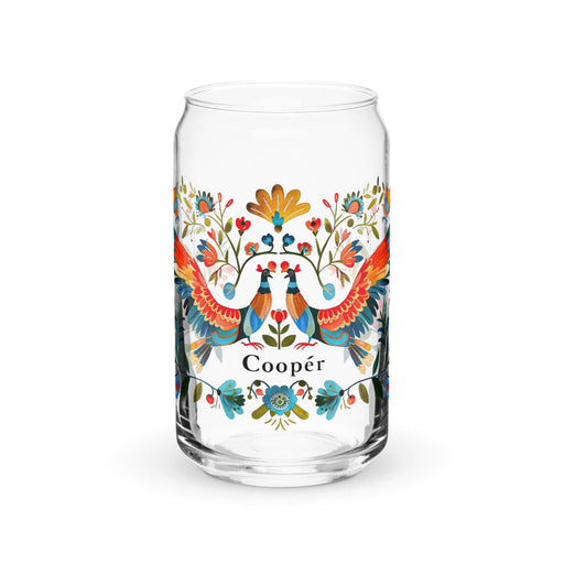 Cooper Exclusive Name Art Piece Can-Shaped Glass Home Office Work Mexican Spanish Pride Gift Cup One-Of-A-Kind Calligraphy Glass | C6 Mexicada 16 oz