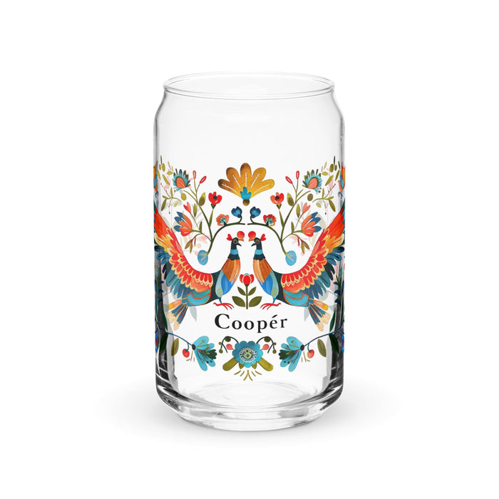 Cooper Exclusive Name Art Piece Can-Shaped Glass Home Office Work Mexican Spanish Pride Gift Cup One-Of-A-Kind Calligraphy Glass | C6 Mexicada 16 oz