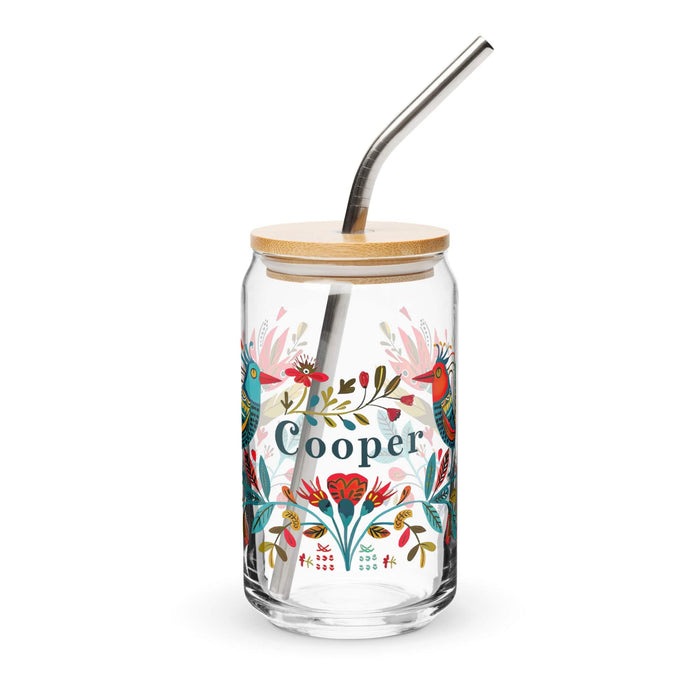 Cooper Exclusive Name Art Piece Can-Shaped Glass Home Office Work Mexican Spanish Pride Gift Cup One-Of-A-Kind Calligraphy Glass | C7 Mexicada 16 oz With Lid & Straw