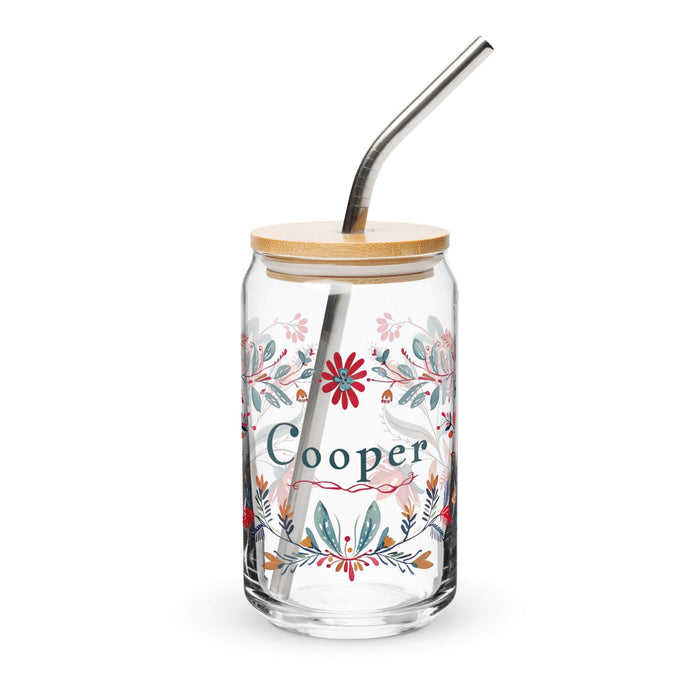 Cooper Exclusive Name Art Piece Can-Shaped Glass Home Office Work Mexican Spanish Pride Gift Cup One-Of-A-Kind Calligraphy Glass | C9 Mexicada 16 oz With Lid & Straw