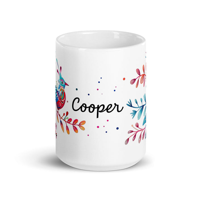 Cooper Exclusive Name Art Piece Home Office Work Coffee Mug Mexican Spanish Pride Gift Cup One-Of-A-Kind Calligraphy White Glossy Mug | C11 Mexicada