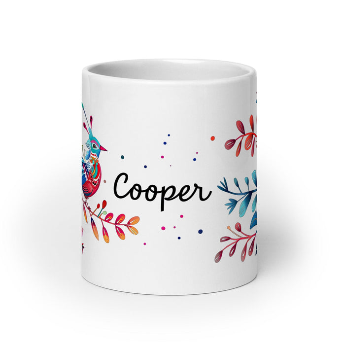 Cooper Exclusive Name Art Piece Home Office Work Coffee Mug Mexican Spanish Pride Gift Cup One-Of-A-Kind Calligraphy White Glossy Mug | C11 Mexicada