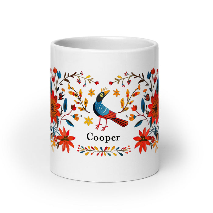 Cooper Exclusive Name Art Piece Home Office Work Coffee Mug Mexican Spanish Pride Gift Cup One-Of-A-Kind Calligraphy White Glossy Mug | C12 Mexicada