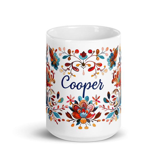 Cooper Exclusive Name Art Piece Home Office Work Coffee Mug Mexican Spanish Pride Gift Cup One-Of-A-Kind Calligraphy White Glossy Mug | C14 Mexicada