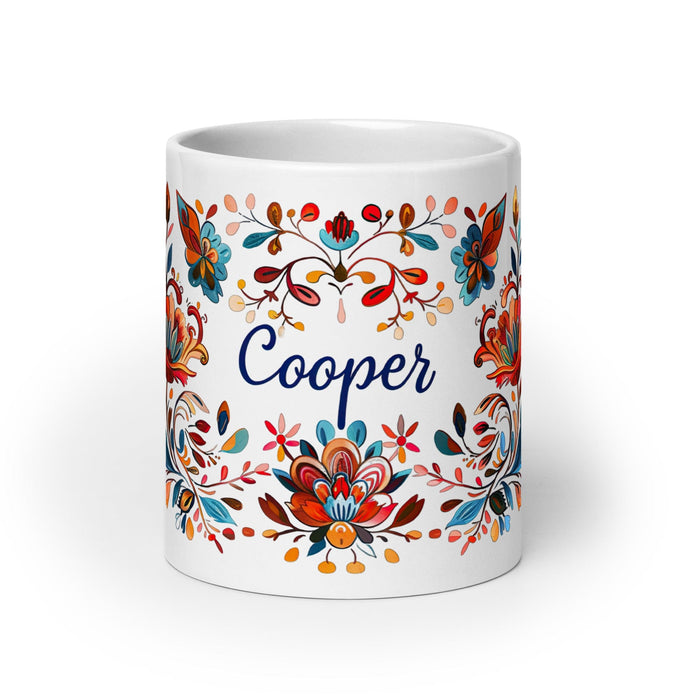 Cooper Exclusive Name Art Piece Home Office Work Coffee Mug Mexican Spanish Pride Gift Cup One-Of-A-Kind Calligraphy White Glossy Mug | C14 Mexicada