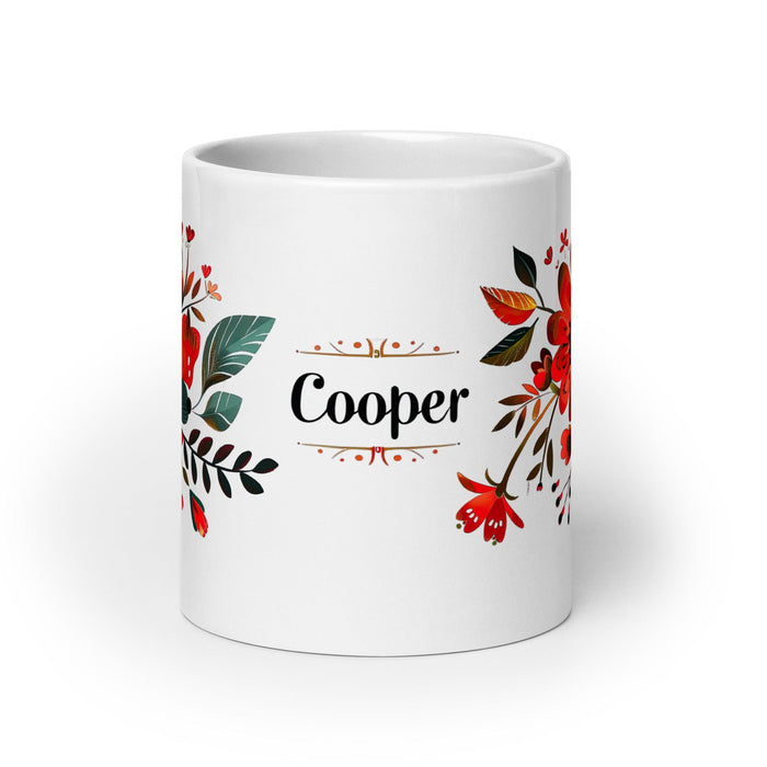 Cooper Exclusive Name Art Piece Home Office Work Coffee Mug Mexican Spanish Pride Gift Cup One-Of-A-Kind Calligraphy White Glossy Mug | C15 Mexicada