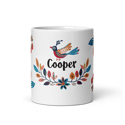 Cooper Exclusive Name Art Piece Home Office Work Coffee Mug Mexican Spanish Pride Gift Cup One-Of-A-Kind Calligraphy White Glossy Mug | C16 Mexicada