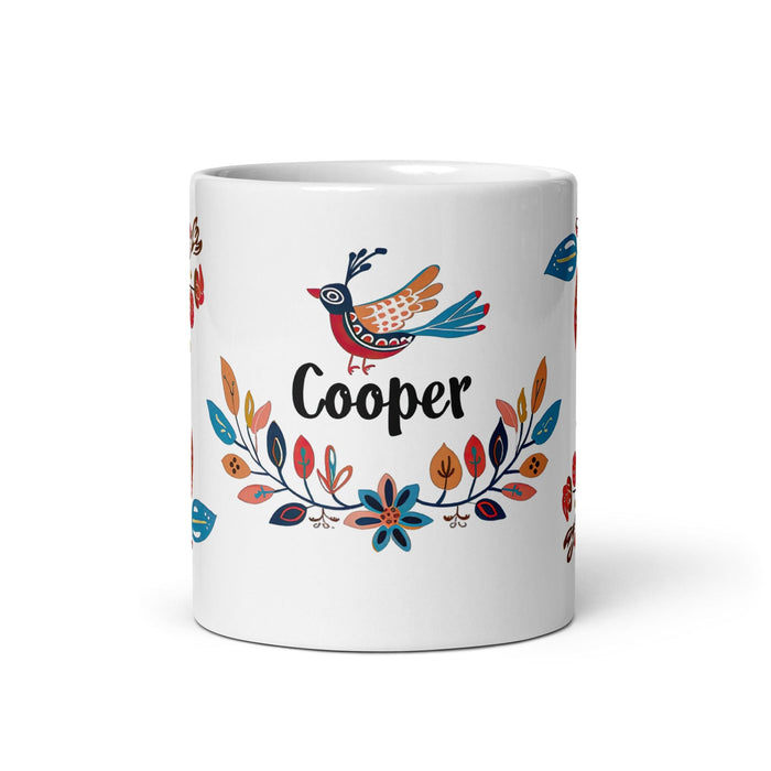 Cooper Exclusive Name Art Piece Home Office Work Coffee Mug Mexican Spanish Pride Gift Cup One-Of-A-Kind Calligraphy White Glossy Mug | C16 Mexicada