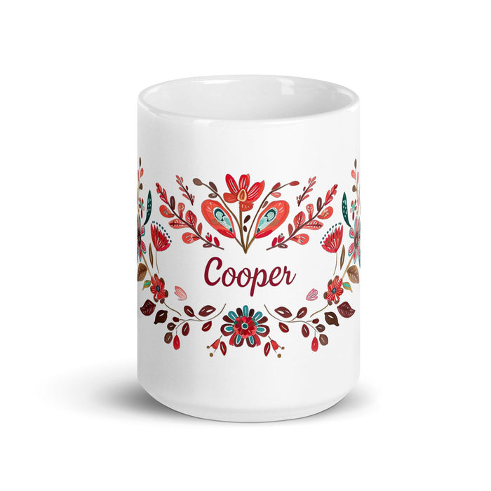 Cooper Exclusive Name Art Piece Home Office Work Coffee Mug Mexican Spanish Pride Gift Cup One-Of-A-Kind Calligraphy White Glossy Mug | C17 Mexicada