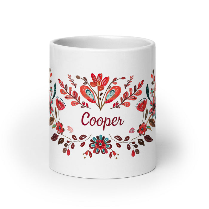 Cooper Exclusive Name Art Piece Home Office Work Coffee Mug Mexican Spanish Pride Gift Cup One-Of-A-Kind Calligraphy White Glossy Mug | C17 Mexicada