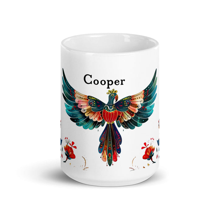 Cooper Exclusive Name Art Piece Home Office Work Coffee Mug Mexican Spanish Pride Gift Cup One-Of-A-Kind Calligraphy White Glossy Mug | C18 Mexicada