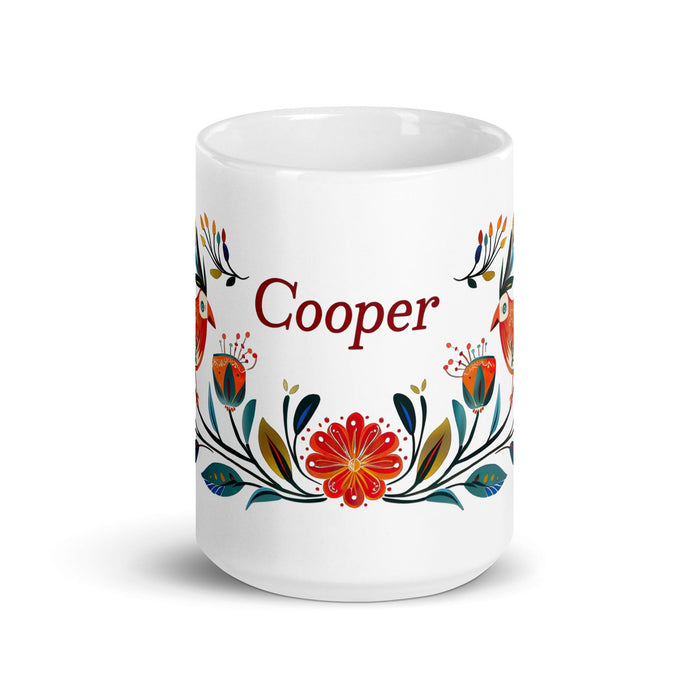 Cooper Exclusive Name Art Piece Home Office Work Coffee Mug Mexican Spanish Pride Gift Cup One-Of-A-Kind Calligraphy White Glossy Mug | C19 Mexicada