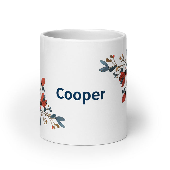 Cooper Exclusive Name Art Piece Home Office Work Coffee Mug Mexican Spanish Pride Gift Cup One-Of-A-Kind Calligraphy White Glossy Mug | C2 Mexicada