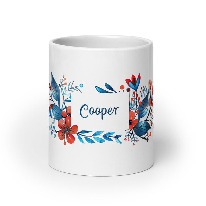 Cooper Exclusive Name Art Piece Home Office Work Coffee Mug Mexican Spanish Pride Gift Cup One-Of-A-Kind Calligraphy White Glossy Mug | C20 Mexicada