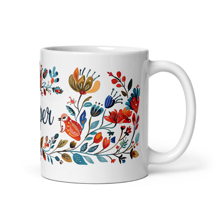 Cooper Exclusive Name Art Piece Home Office Work Coffee Mug Mexican Spanish Pride Gift Cup One-Of-A-Kind Calligraphy White Glossy Mug | C21 Mexicada 11 oz