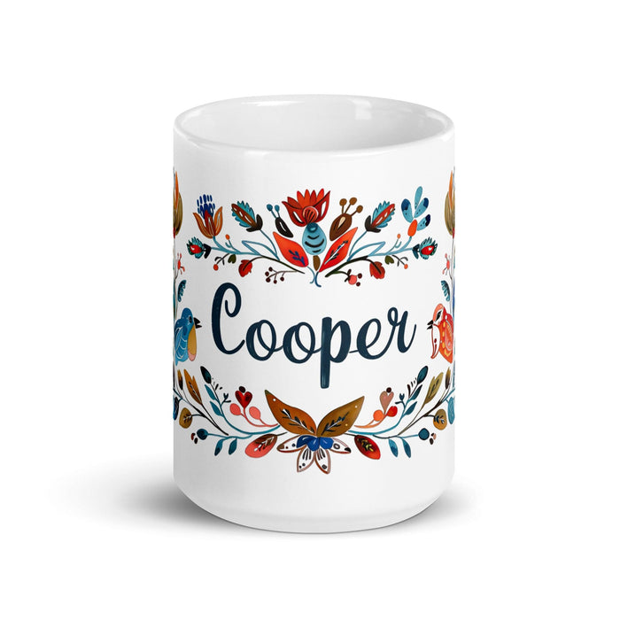 Cooper Exclusive Name Art Piece Home Office Work Coffee Mug Mexican Spanish Pride Gift Cup One-Of-A-Kind Calligraphy White Glossy Mug | C21 Mexicada