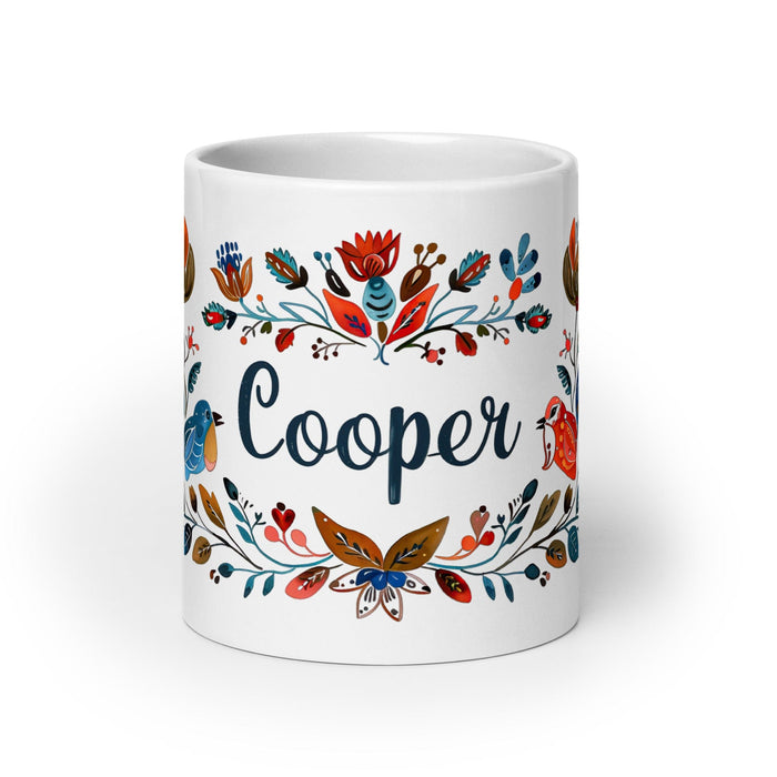 Cooper Exclusive Name Art Piece Home Office Work Coffee Mug Mexican Spanish Pride Gift Cup One-Of-A-Kind Calligraphy White Glossy Mug | C21 Mexicada