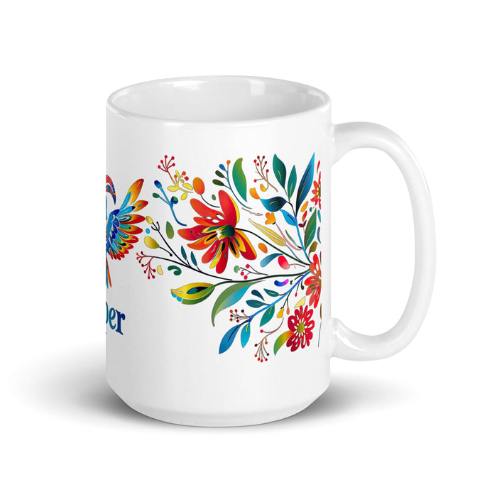 Cooper Exclusive Name Art Piece Home Office Work Coffee Mug Mexican Spanish Pride Gift Cup One-Of-A-Kind Calligraphy White Glossy Mug | C22 Mexicada 15 oz