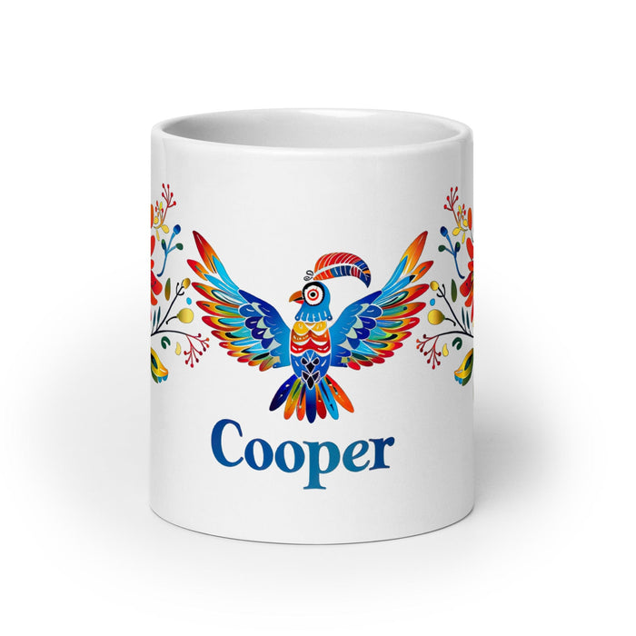 Cooper Exclusive Name Art Piece Home Office Work Coffee Mug Mexican Spanish Pride Gift Cup One-Of-A-Kind Calligraphy White Glossy Mug | C22 Mexicada